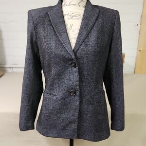 Layfayette 148 New York Wool And Silk Blazer Black With Cream Dots Size 8